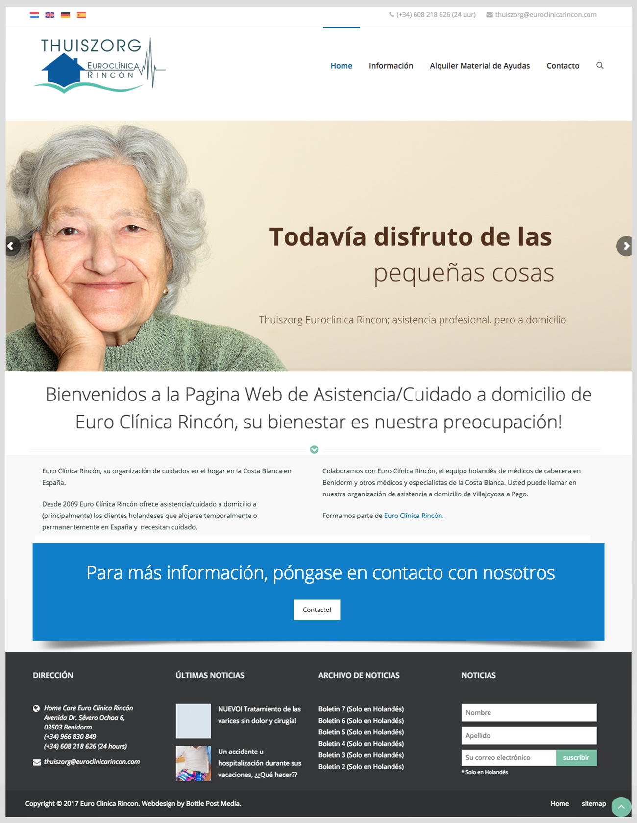 Thuiszorg Euroclínica Rincón Spaanse website laten maken Costa Blanca