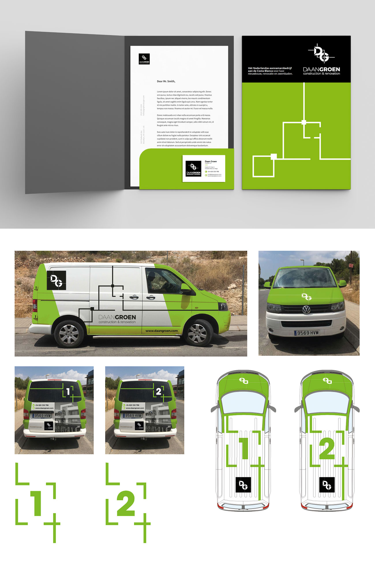 Brochure en Auto belettering ontwerp Daan Groen door Bottle Post Media Costa Blanca